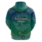 Torres Strait Islands Zip Hoodie Shark Indigenous Australian Tribal Dot Art