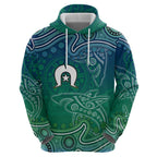 Torres Strait Islands Zip Hoodie Shark Indigenous Australian Tribal Dot Art