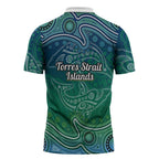 Torres Strait Islands Zipper Polo Shirt Shark Indigenous Australian Tribal Dot Art