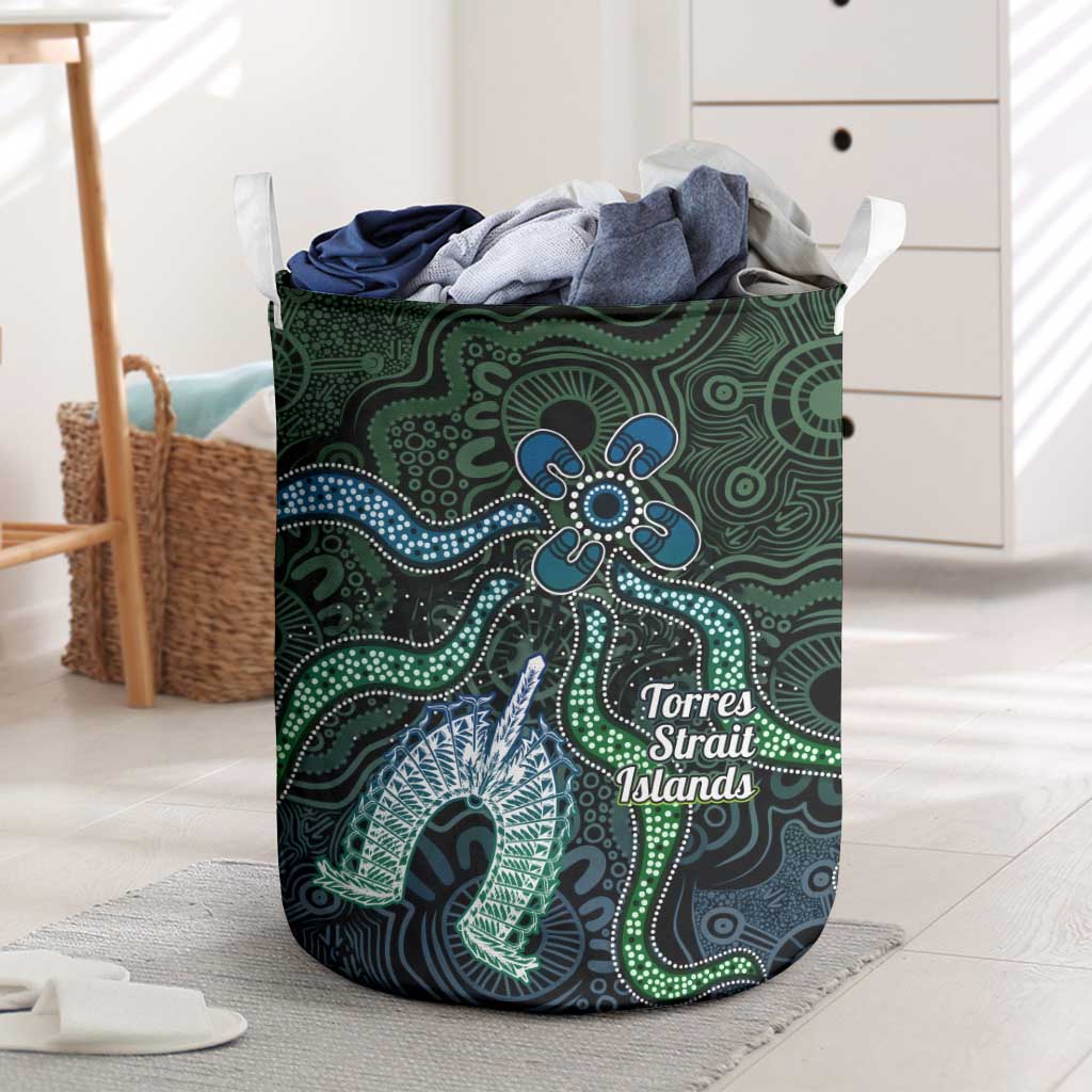 Torres Strait Islands Laundry Basket Indigenous Australian Marine Tribal Dot Art