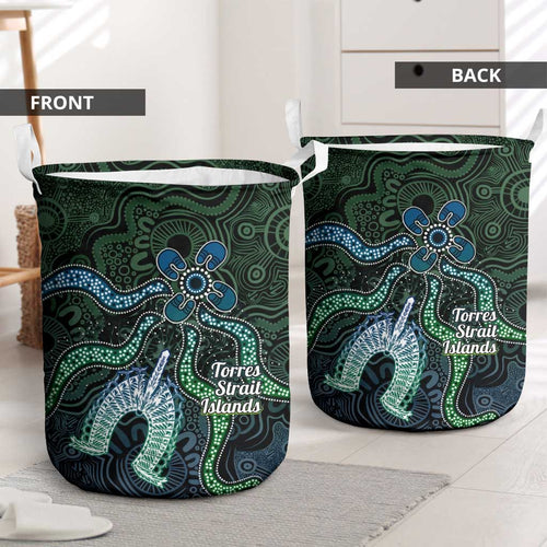 Torres Strait Islands Laundry Basket Indigenous Australian Marine Tribal Dot Art