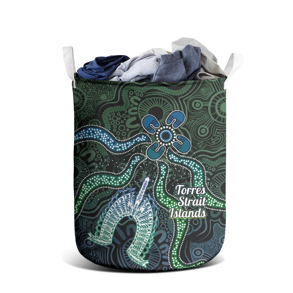 Torres Strait Islands Laundry Basket Indigenous Australian Marine Tribal Dot Art
