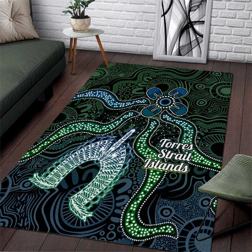 Torres Strait Islands Area Rug Indigenous Australian Marine Tribal Dot Art