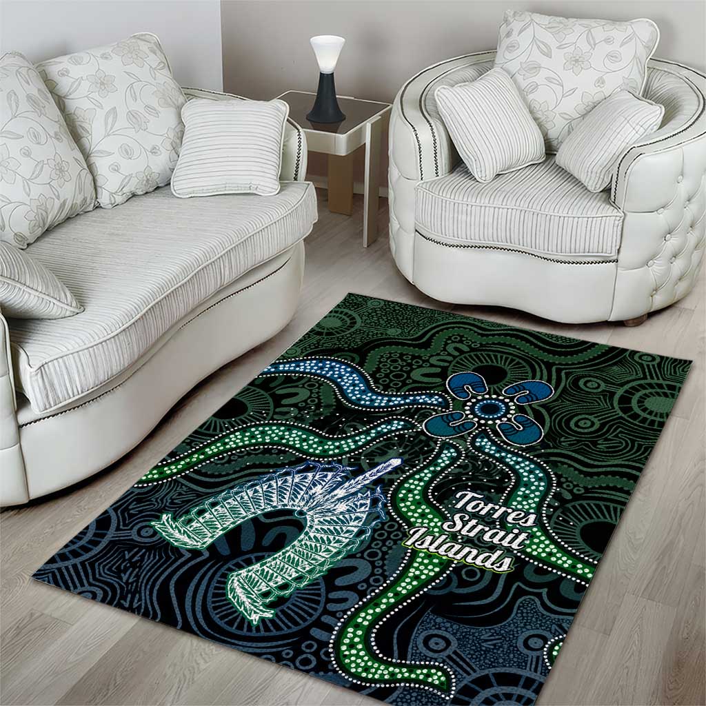 Torres Strait Islands Area Rug Indigenous Australian Marine Tribal Dot Art