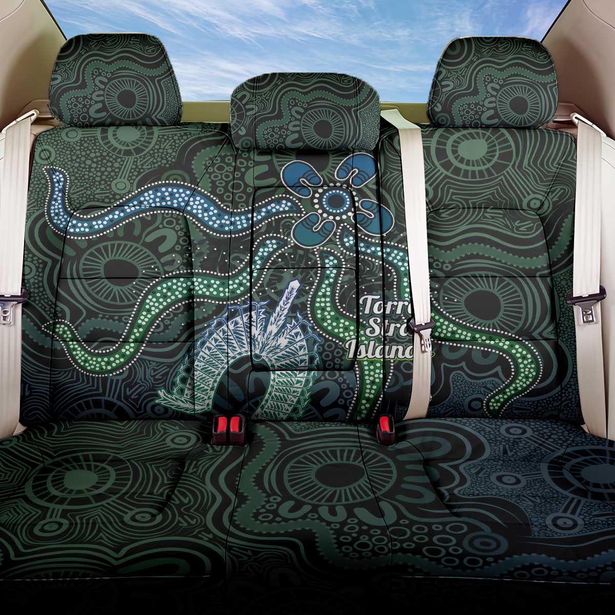 Torres Strait Islands Back Car Seat Cover Indigenous Australian Marine Tribal Dot Art