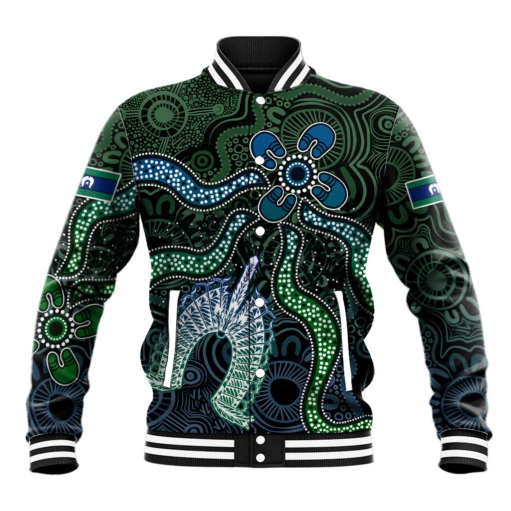 Torres Strait Islands Baseball Jacket Indigenous Australian Marine Tribal Dot Art