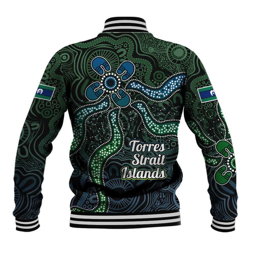 Torres Strait Islands Baseball Jacket Indigenous Australian Marine Tribal Dot Art