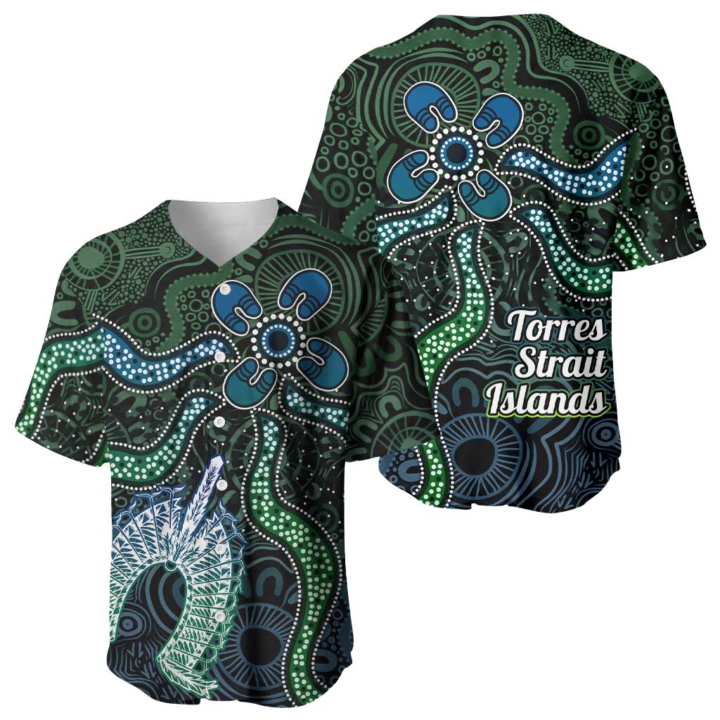 Torres Strait Islands Baseball Jersey Indigenous Australian Marine Tribal Dot Art