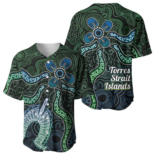 Torres Strait Islands Baseball Jersey Indigenous Australian Marine Tribal Dot Art