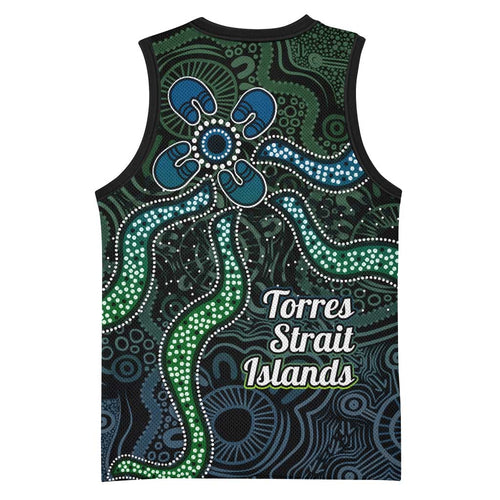 Torres Strait Islands Basketball Jersey Indigenous Australian Marine Tribal Dot Art