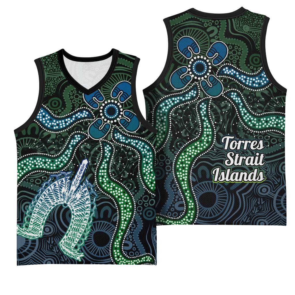 Torres Strait Islands Basketball Jersey Indigenous Australian Marine Tribal Dot Art