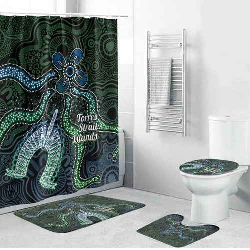Torres Strait Islands Bathroom Set Indigenous Australian Marine Tribal Dot Art