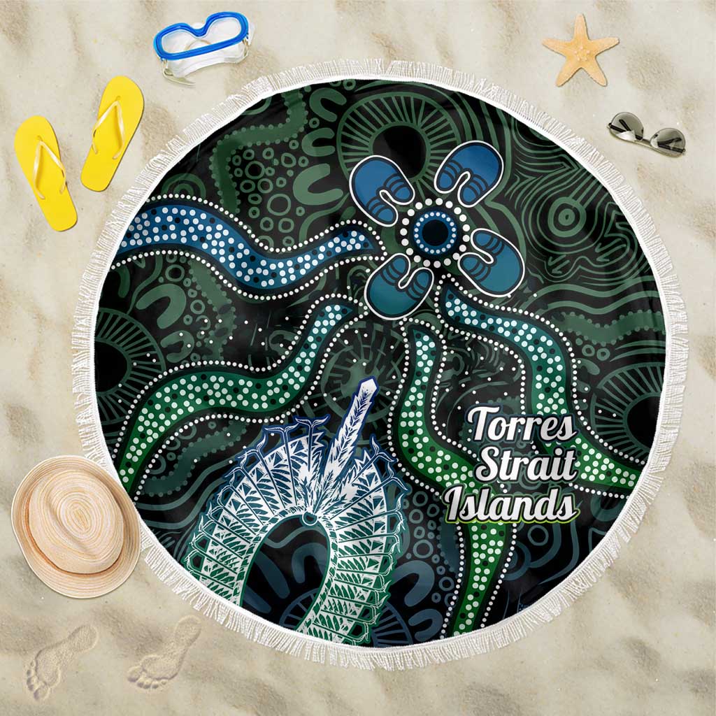 Torres Strait Islands Beach Blanket Indigenous Australian Marine Tribal Dot Art