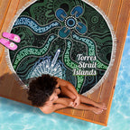 Torres Strait Islands Beach Blanket Indigenous Australian Marine Tribal Dot Art