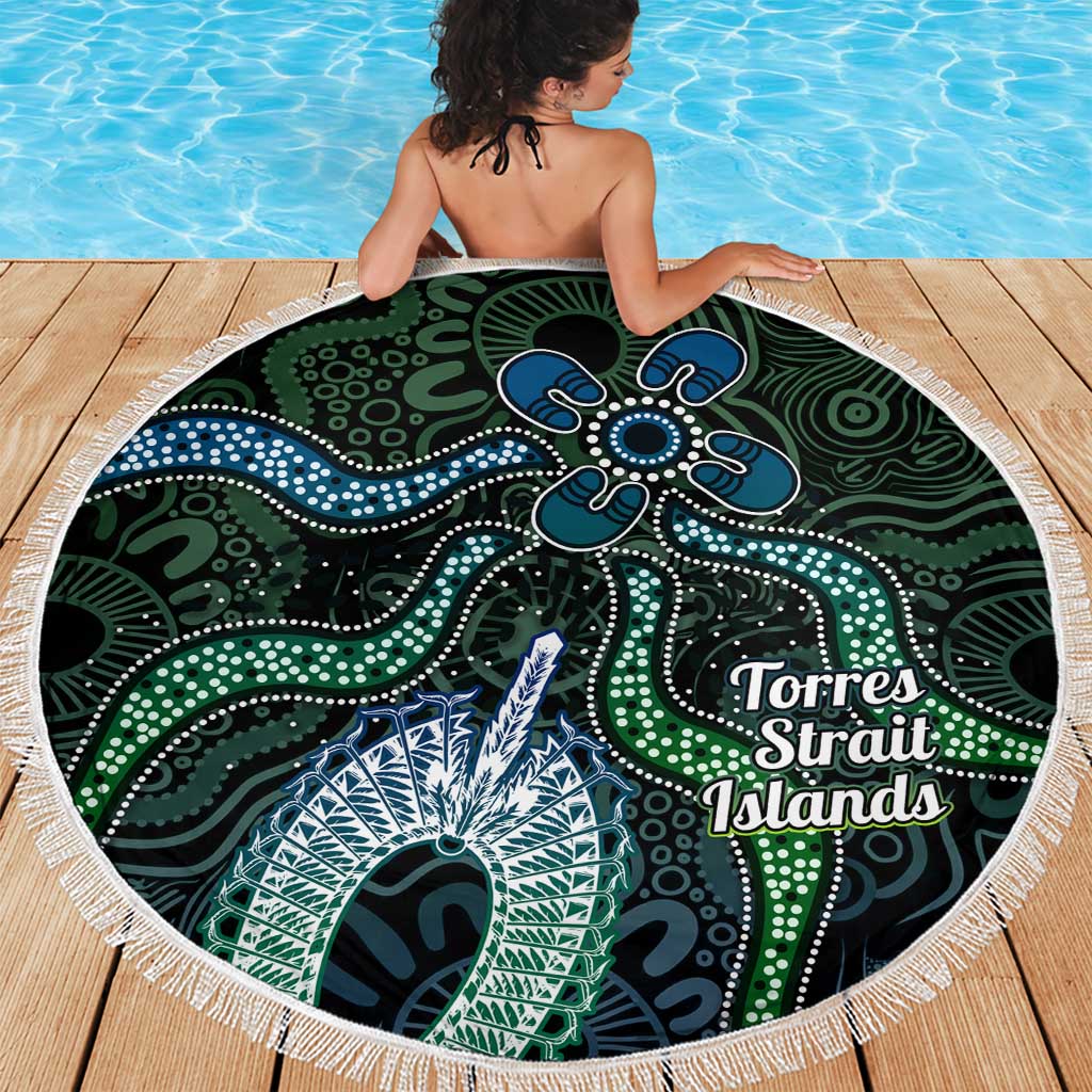 Torres Strait Islands Beach Blanket Indigenous Australian Marine Tribal Dot Art