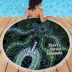 Torres Strait Islands Beach Blanket Indigenous Australian Marine Tribal Dot Art