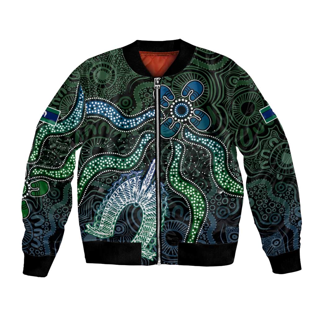 Torres Strait Islands Bomber Jacket Indigenous Australian Marine Tribal Dot Art