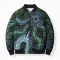 Torres Strait Islands Bomber Puffer Jacket Indigenous Australian Marine Tribal Dot Art