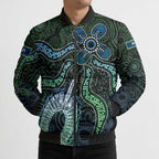 Torres Strait Islands Bomber Puffer Jacket Indigenous Australian Marine Tribal Dot Art