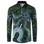 Torres Strait Islands Button Sweatshirt Indigenous Australian Marine Tribal Dot Art
