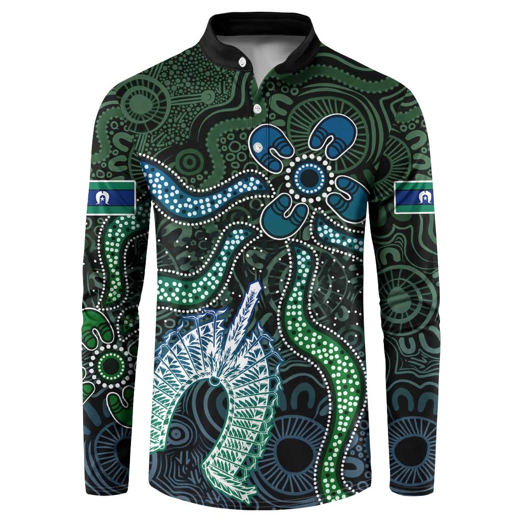 Torres Strait Islands Button Sweatshirt Indigenous Australian Marine Tribal Dot Art