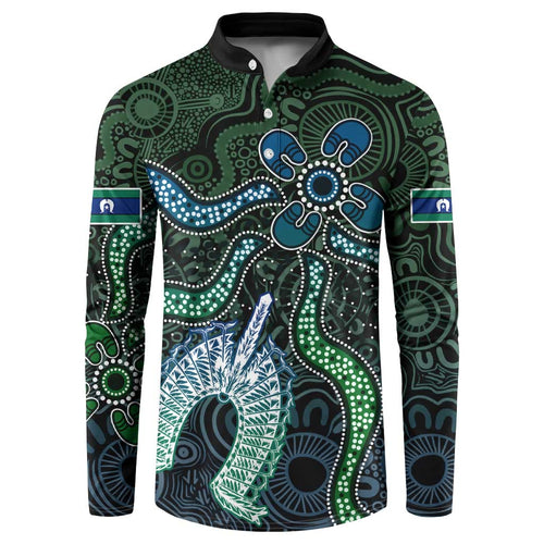 Torres Strait Islands Button Sweatshirt Indigenous Australian Marine Tribal Dot Art