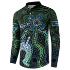 Torres Strait Islands Button Sweatshirt Indigenous Australian Marine Tribal Dot Art