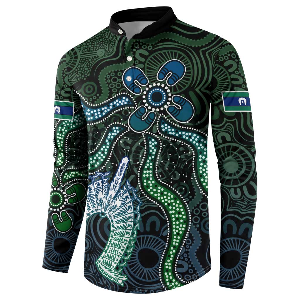 Torres Strait Islands Button Sweatshirt Indigenous Australian Marine Tribal Dot Art