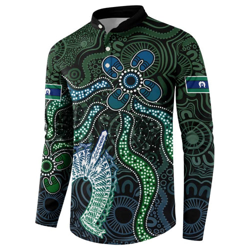 Torres Strait Islands Button Sweatshirt Indigenous Australian Marine Tribal Dot Art