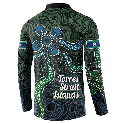 Torres Strait Islands Button Sweatshirt Indigenous Australian Marine Tribal Dot Art