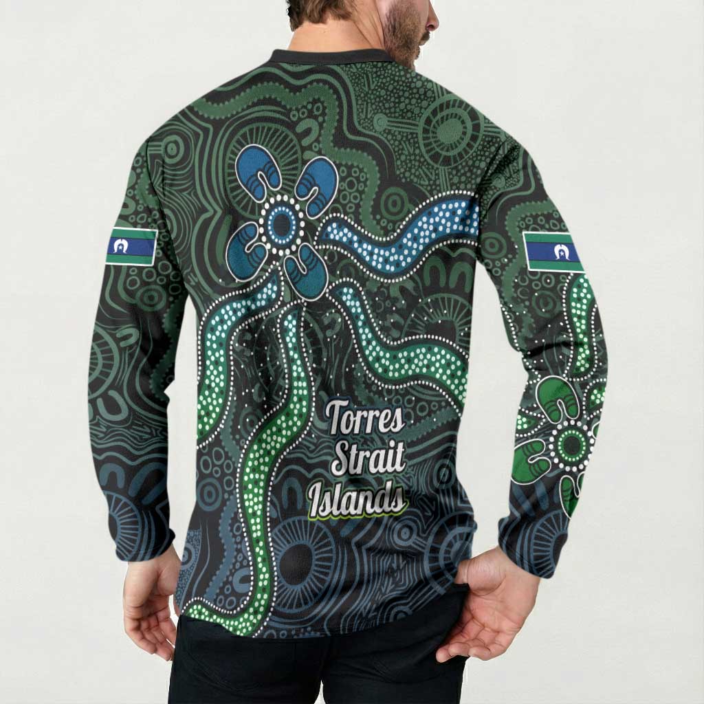 Torres Strait Islands Button Sweatshirt Indigenous Australian Marine Tribal Dot Art