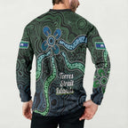 Torres Strait Islands Button Sweatshirt Indigenous Australian Marine Tribal Dot Art