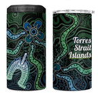 Torres Strait Islands 4 in 1 Can Cooler Tumbler Indigenous Australian Marine Tribal Dot Art