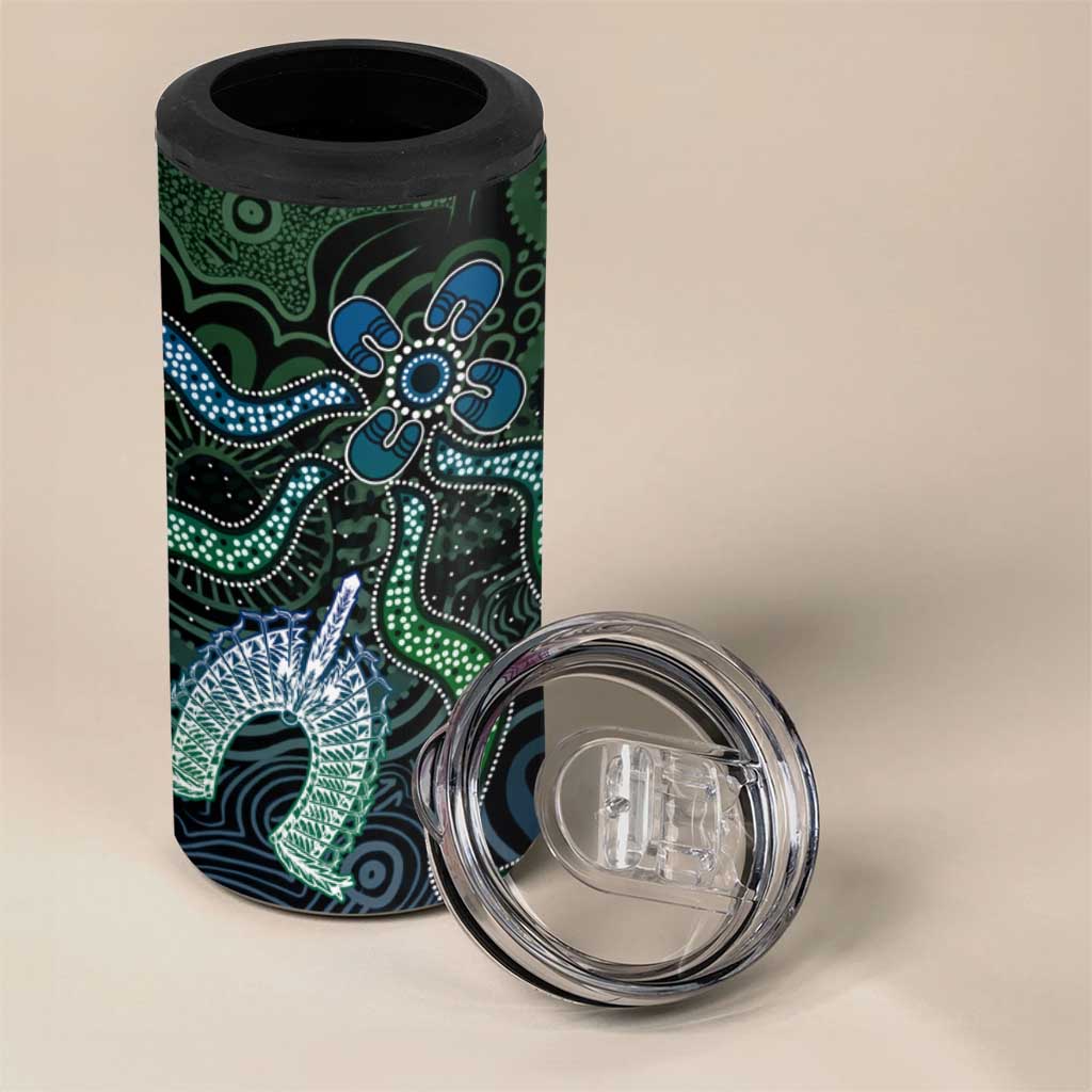 Torres Strait Islands 4 in 1 Can Cooler Tumbler Indigenous Australian Marine Tribal Dot Art
