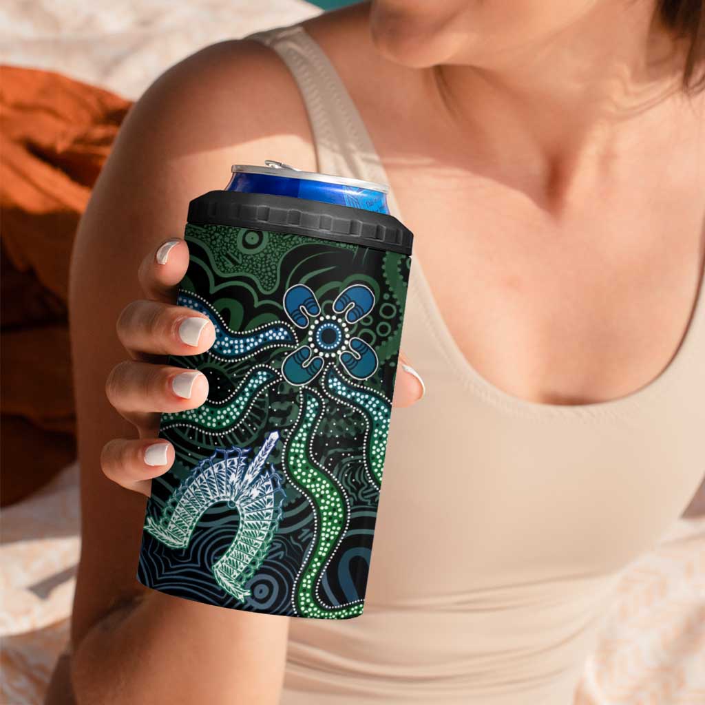 Torres Strait Islands 4 in 1 Can Cooler Tumbler Indigenous Australian Marine Tribal Dot Art