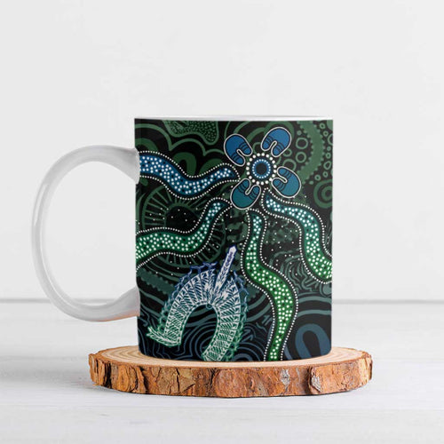 Torres Strait Islands Ceramic Mug Indigenous Australian Marine Tribal Dot Art