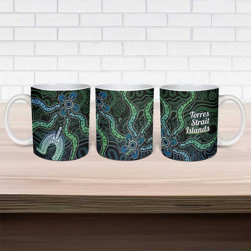 Torres Strait Islands Ceramic Mug Indigenous Australian Marine Tribal Dot Art