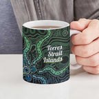 Torres Strait Islands Ceramic Mug Indigenous Australian Marine Tribal Dot Art