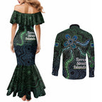 Torres Strait Islands Couples Matching Mermaid Dress and Long Sleeve Button Shirt Indigenous Australian Marine Tribal Dot Art