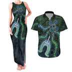 Torres Strait Islands Couples Matching Tank Maxi Dress and Hawaiian Shirt Indigenous Australian Marine Tribal Dot Art