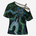 Torres Strait Islands Cross Shoulder Shirt Indigenous Australian Marine Tribal Dot Art