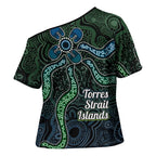 Torres Strait Islands Cross Shoulder Shirt Indigenous Australian Marine Tribal Dot Art