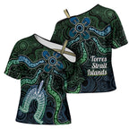 Torres Strait Islands Cross Shoulder Shirt Indigenous Australian Marine Tribal Dot Art