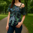 Torres Strait Islands Cross Shoulder Shirt Indigenous Australian Marine Tribal Dot Art
