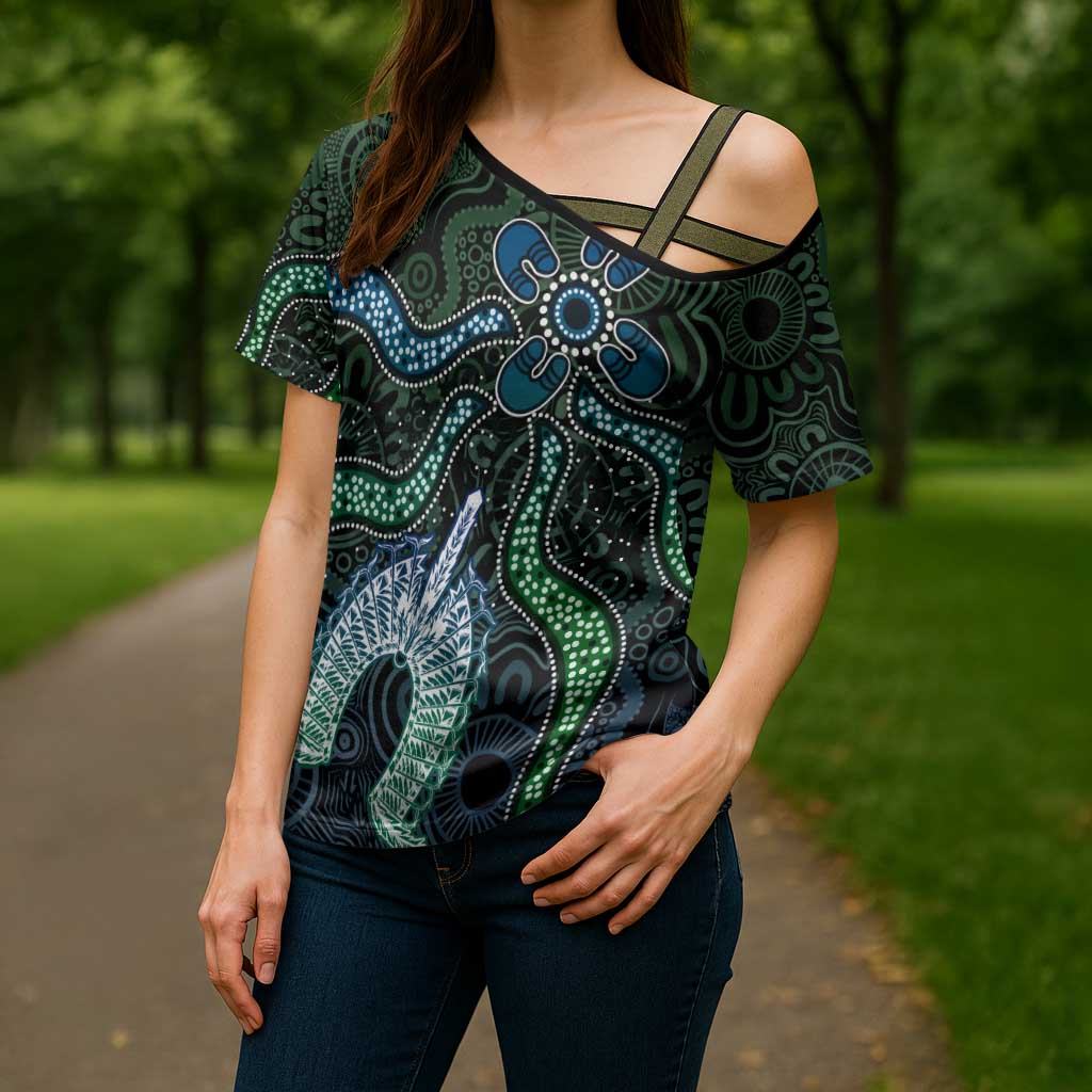 Torres Strait Islands Cross Shoulder Shirt Indigenous Australian Marine Tribal Dot Art