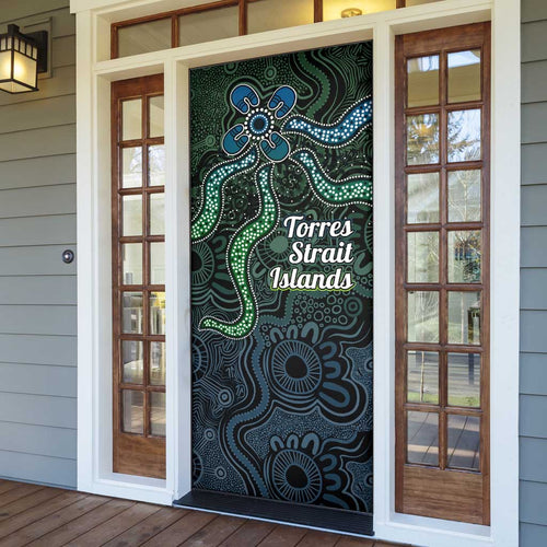 Torres Strait Islands Door Cover Indigenous Australian Marine Tribal Dot Art