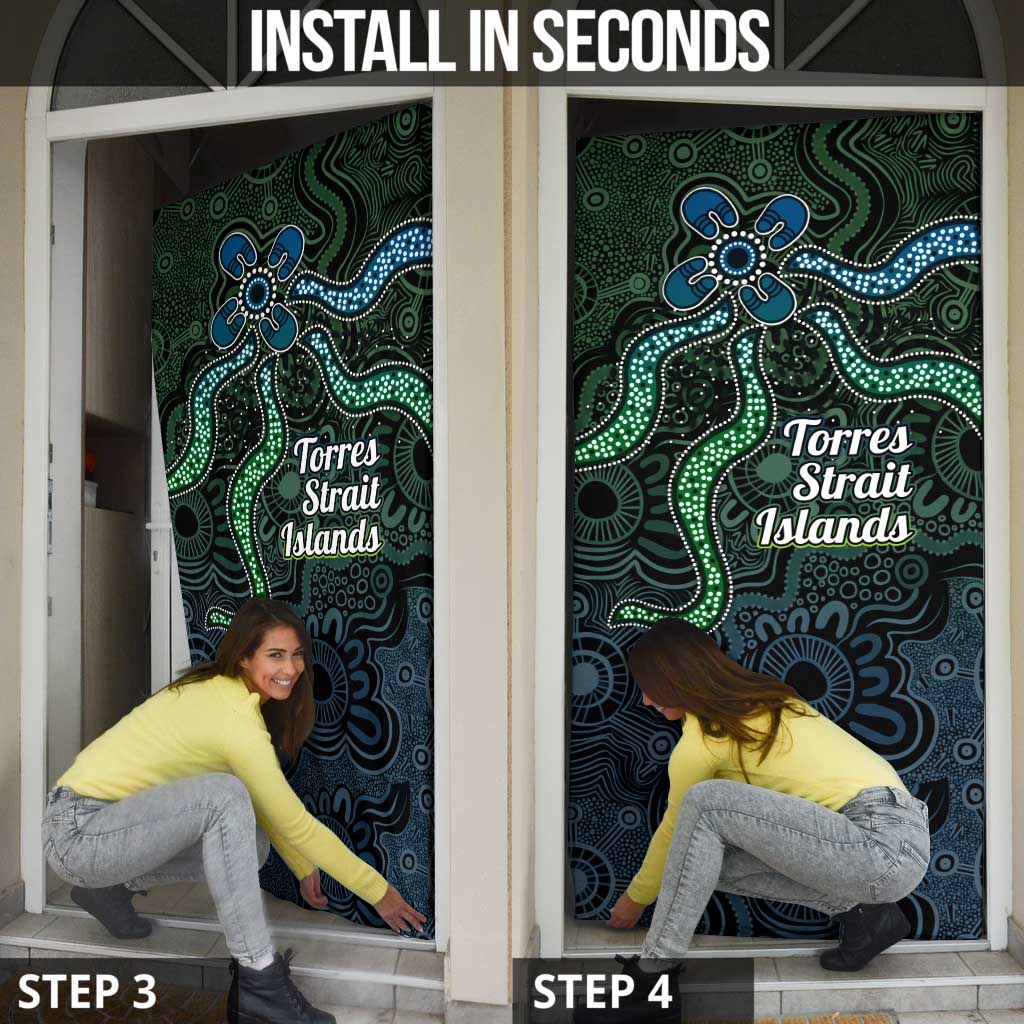 Torres Strait Islands Door Cover Indigenous Australian Marine Tribal Dot Art