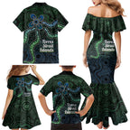 Torres Strait Islands Family Matching Mermaid Dress and Hawaiian Shirt Indigenous Australian Marine Tribal Dot Art