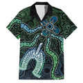 Torres Strait Islands Family Matching Off Shoulder Maxi Dress and Hawaiian Shirt Indigenous Australian Marine Tribal Dot Art