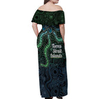 Torres Strait Islands Family Matching Off Shoulder Maxi Dress and Hawaiian Shirt Indigenous Australian Marine Tribal Dot Art